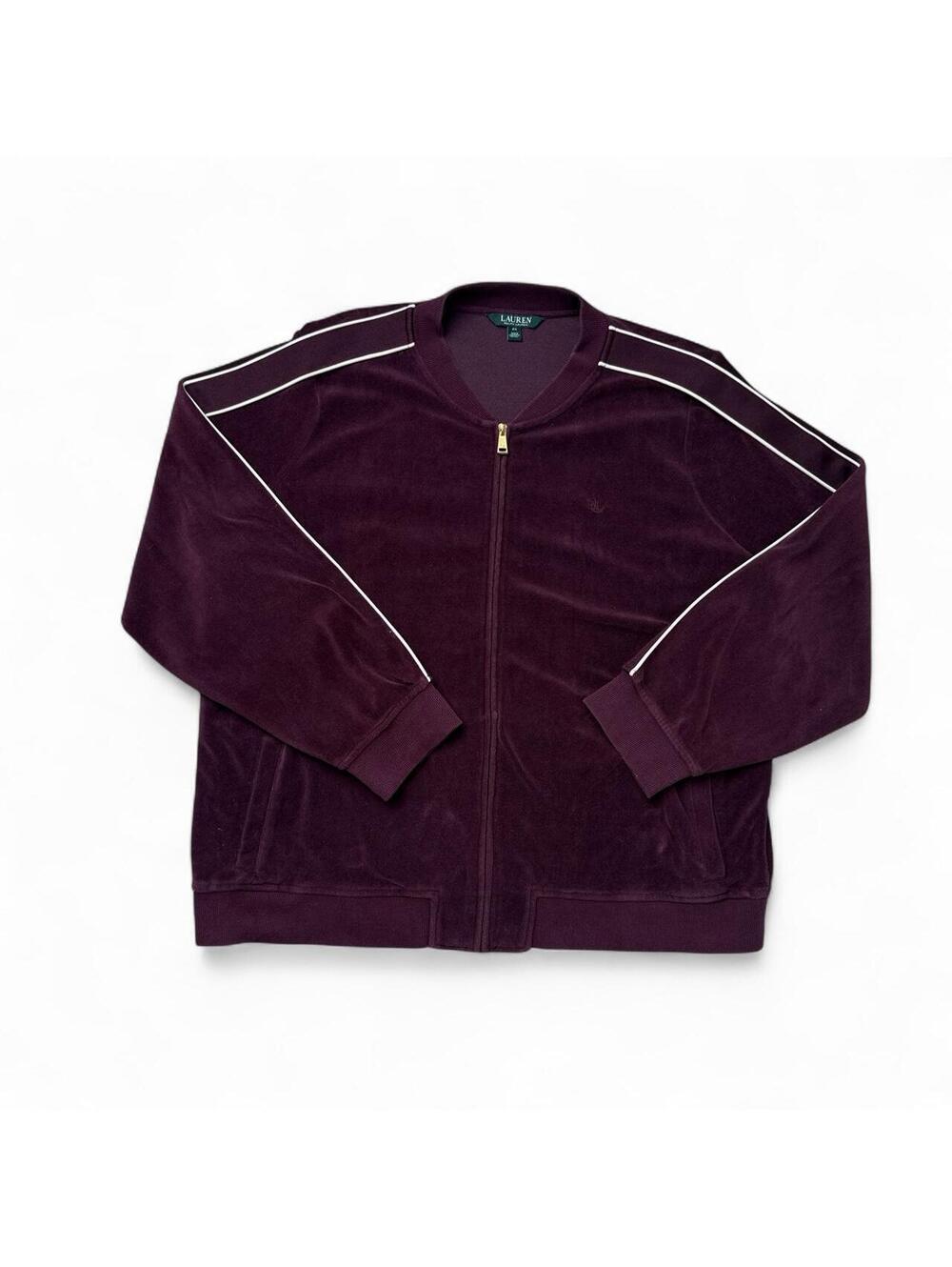 Y2K Polo Ralph Lauren Purple Velvet Women’s Zip Up Jacket